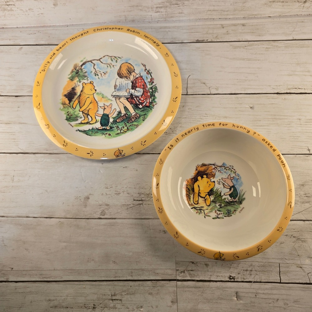 Vintage 90's Cole & Mason Disney Winnie the Pooh Melamine Bowl and Plate Set